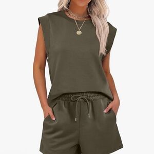 ANRABESS Two Piece Sets for 2025 Summer Short Lounge Set Casual Beach Small NWT